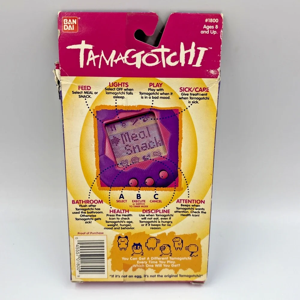 Tamagotchi Original Virtual Pet Pink Purple 1997 New In Box Vintage Retro Bandai